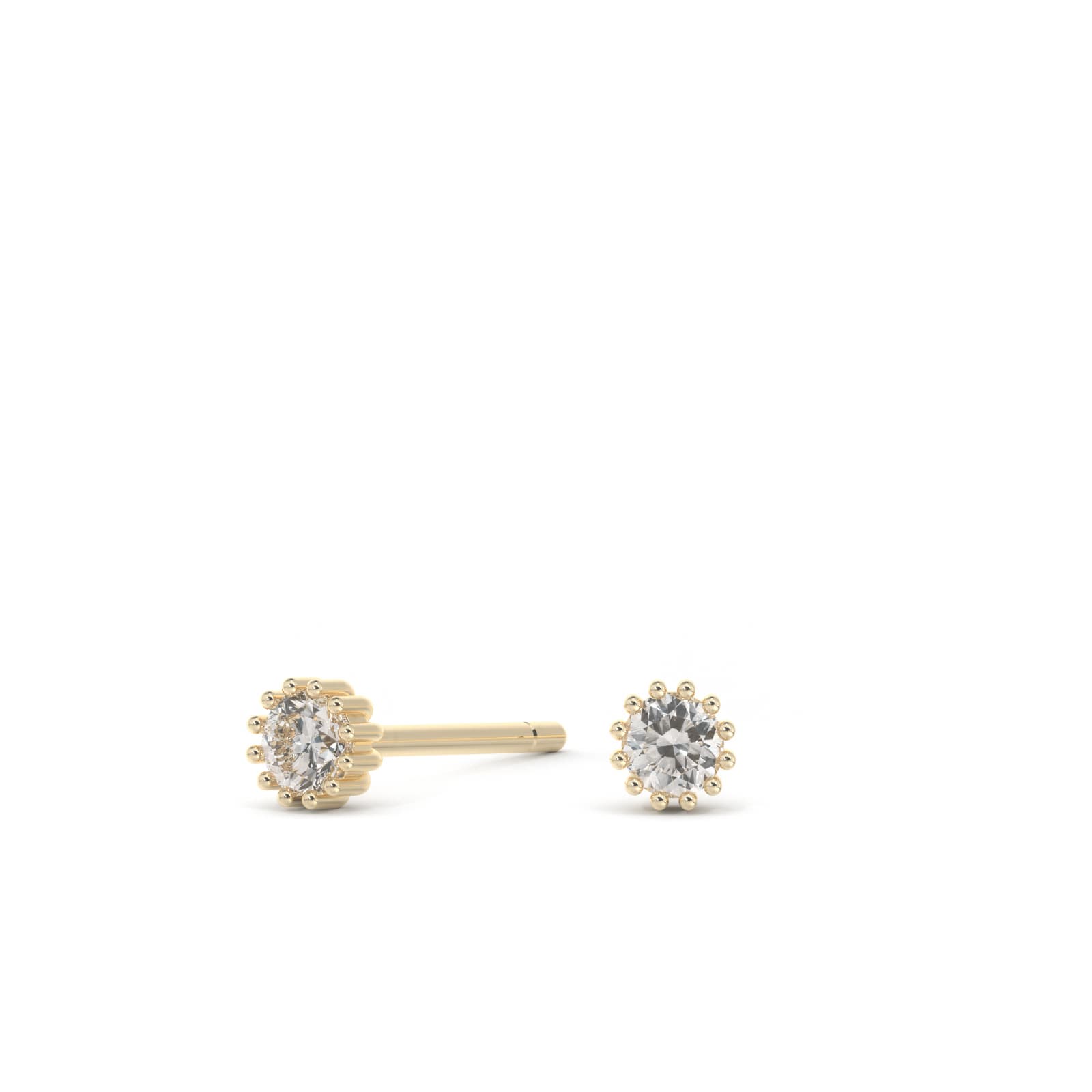 [1ING] Swarovski Zirconia Stud Earrings, 14K Gold